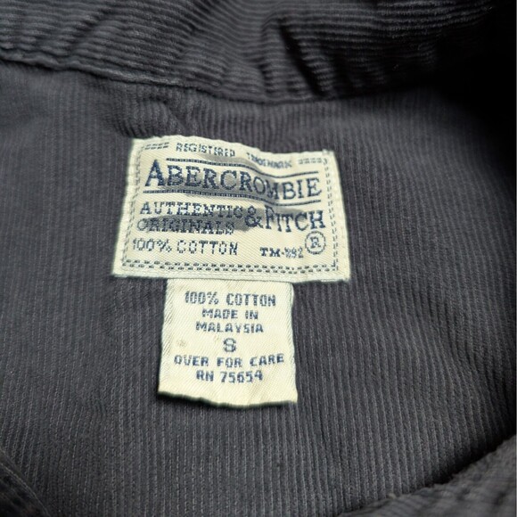Abercrombie & Fitch Corduroy Button up Shirt Womens Small Gray Stretch Casual - Picture 5 of 9